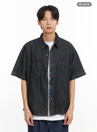 mens-denim-button-shirt-iy431 / Black