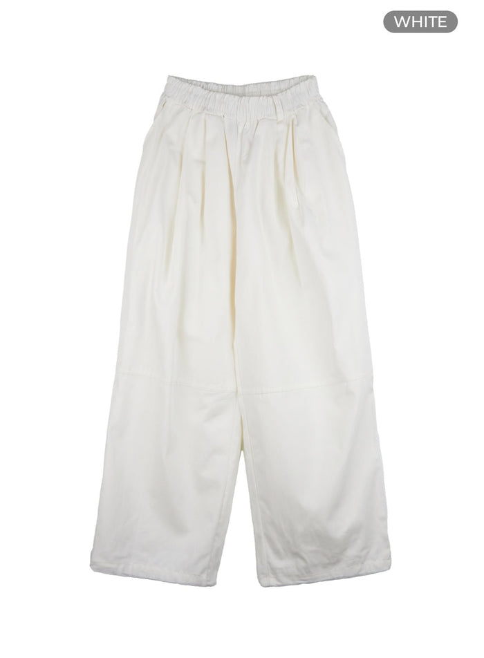 mens-pintuck-banded-wide-fit-cotton-pants-is420 / White