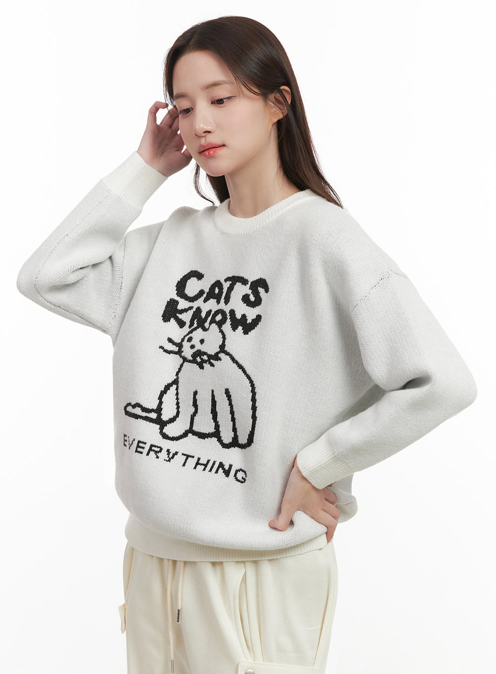 Cozy Graphic Knit Sweater IJ510