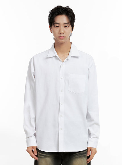 mens-basic-button-down-shirt-in411 / White