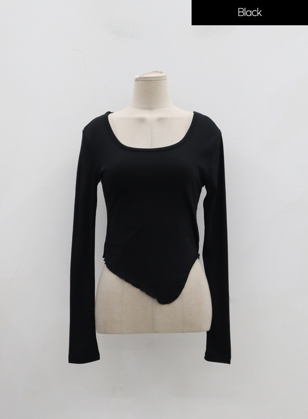 Scoop Neck Unbalanced Cropped Top IJ313