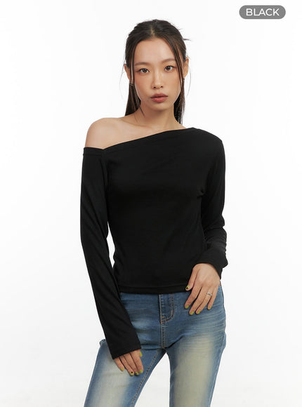 one-shoulder-slim-fit-tee-co424 / Black