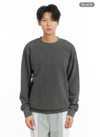 mens-washed-crewneck-sweatshirt-ia401 / Black