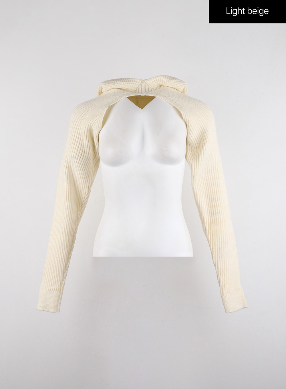 ribbed-hooded-knit-bolero-id315 / Light beige