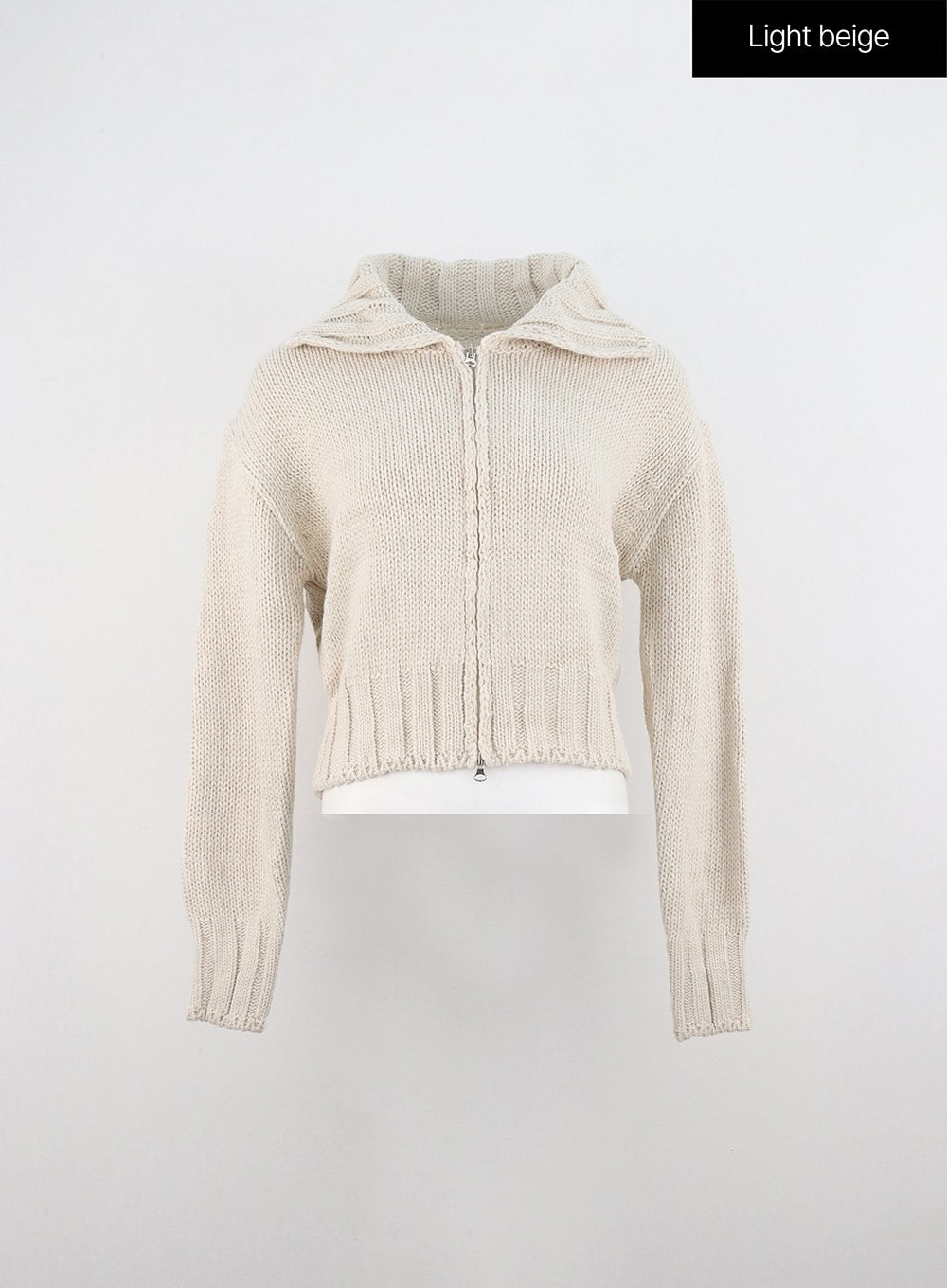 oversized-zip-up-knit-sweater-in330 / Light beige