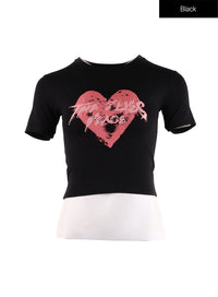 heart-graphic-t-shirt-if408 / Black