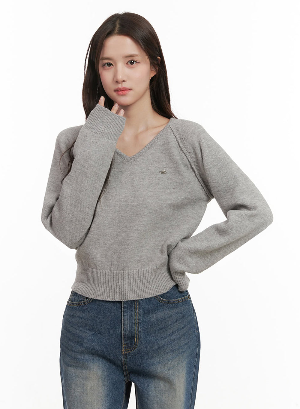 Comfort V-Neck Crop Sweater IJ510