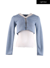 v-neck-solid-knit-cropped-cardigan-if408 / Light blue