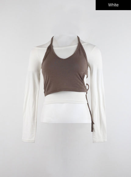 layered-halter-crop-tee-id315 / White