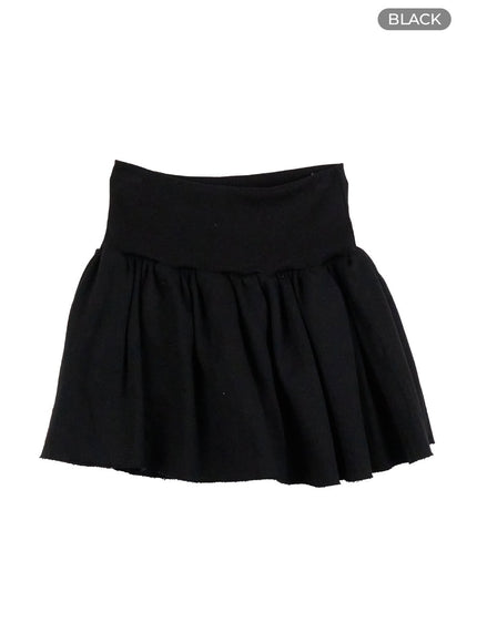 flare-cotton-mini-skirt-is402 / Black