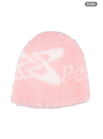 fuzzy-graphic-bliss-beanie-is402 / Pink