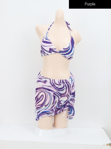 Tie Dye Bikini And Sarong Set IA313