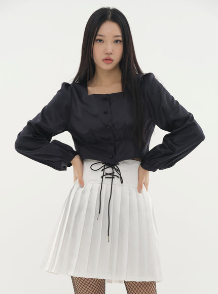 Square Neck Cropped Blouse #Lewkin Original Kpop #1216K161