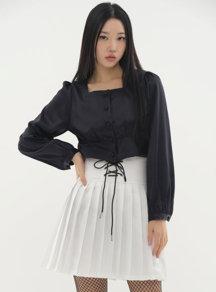 Square Neck Cropped Blouse #Lewkin Original Kpop #1216K161