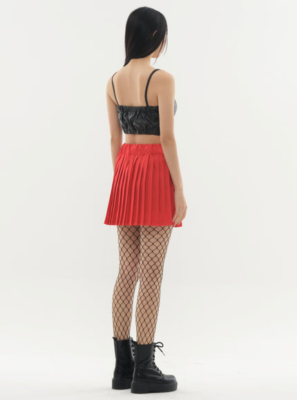 Pleated Mini Skirt with Chain #Original Kpop #121692