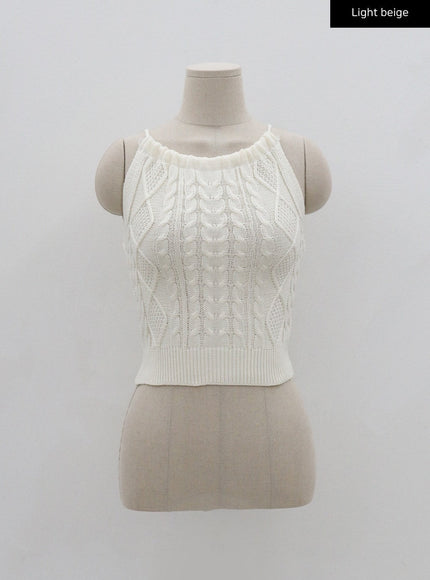 Cable Knitted Halterneck Sleeveless BG02