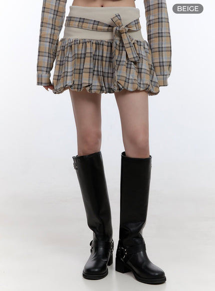 ribbon-detailed-check-mini-skirt-co418