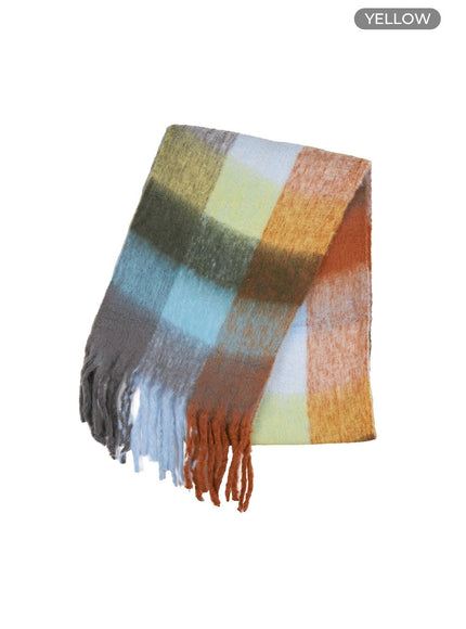 Checkered Wool-Blend Scarf OO429