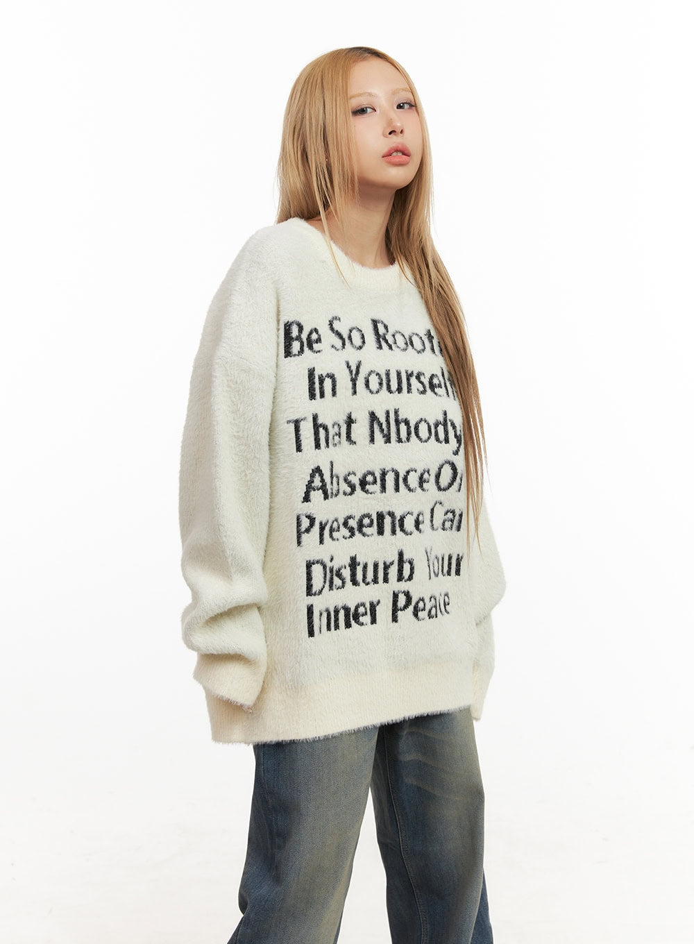 Fuzzy Graphic Oversized Sweater CJ508