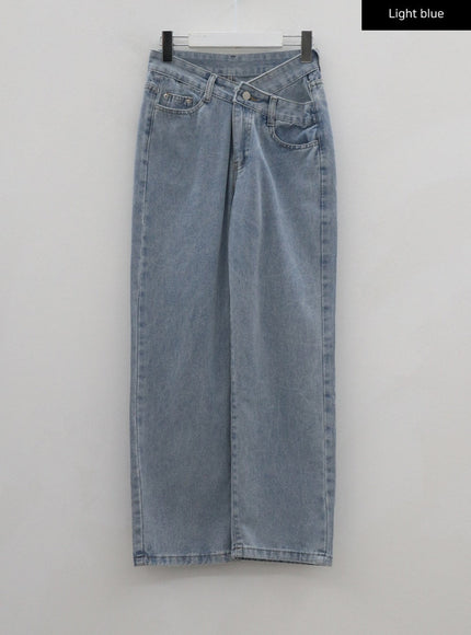 Unbalanced Wide Leg Denim Pants BU2207