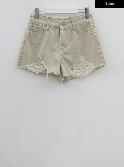 Distressed Color Short Pants BU29