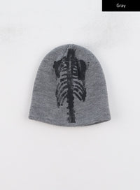 graphic-fine-knit-beanie-cd301 / Gray