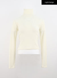 open-back-ribbed-turtleneck-co313 / Light beige