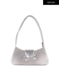 metallic-ribbon-shoulder-bag-cf414 / Light gray