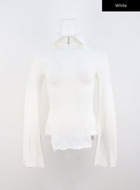 long-sleeve-top-with-high-neck-collar-co319 / White