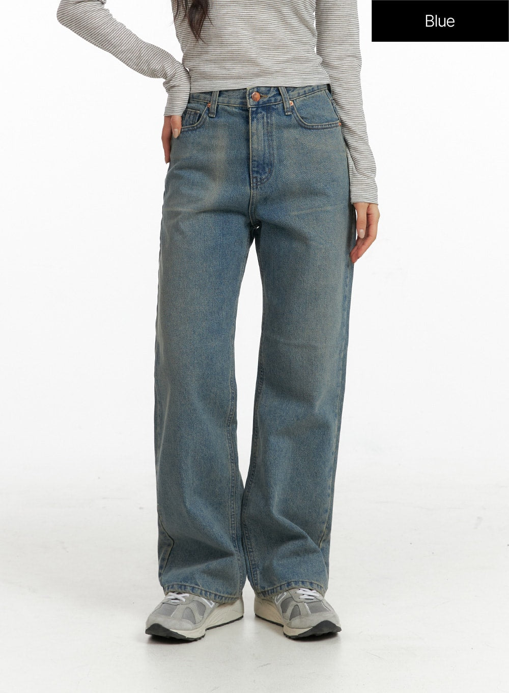 solid-straight-leg-jeans-cf407 / Blue