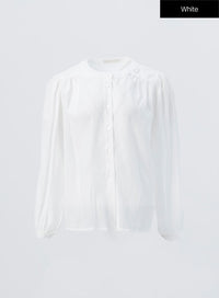 ruched-button-down-blouse-os326