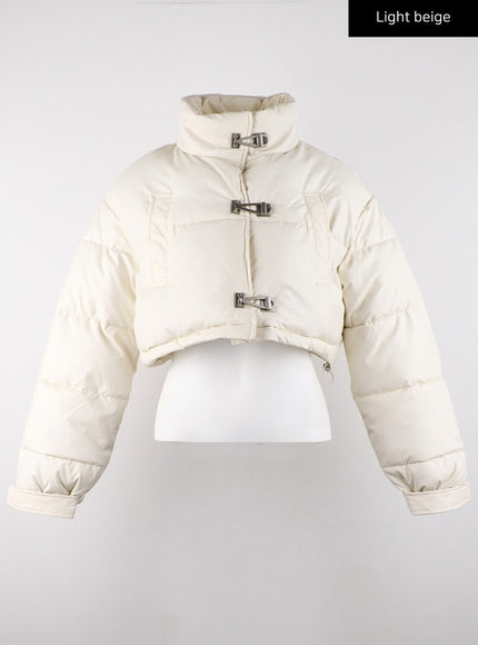 faux-leather-three-buckled-high-neck-puffer-jacket-cd315