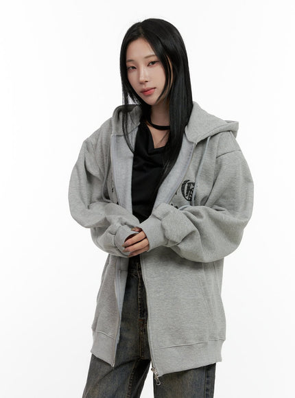 urban-zip-up-graphic-hoodie-cn411 / Gray