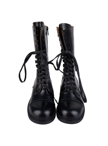 Laced Faux-Leather Midi Boots CJ523