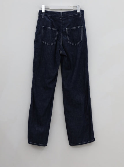 Stitch Line Wide Leg Denim Pants BG03