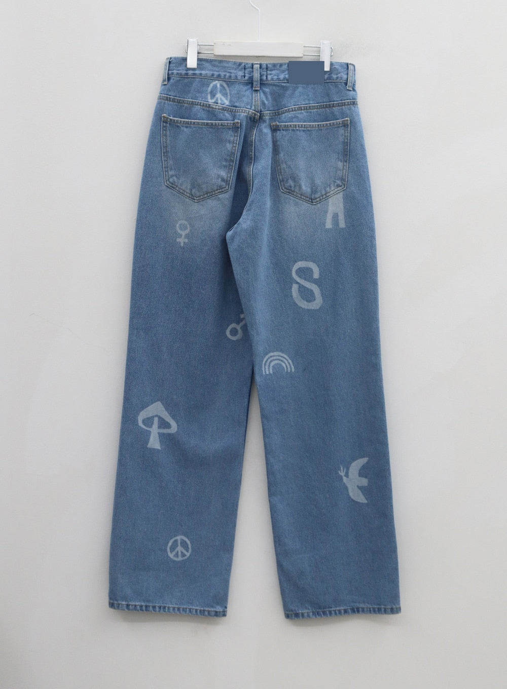 Printed Wide Denim Pants Unisex CN01