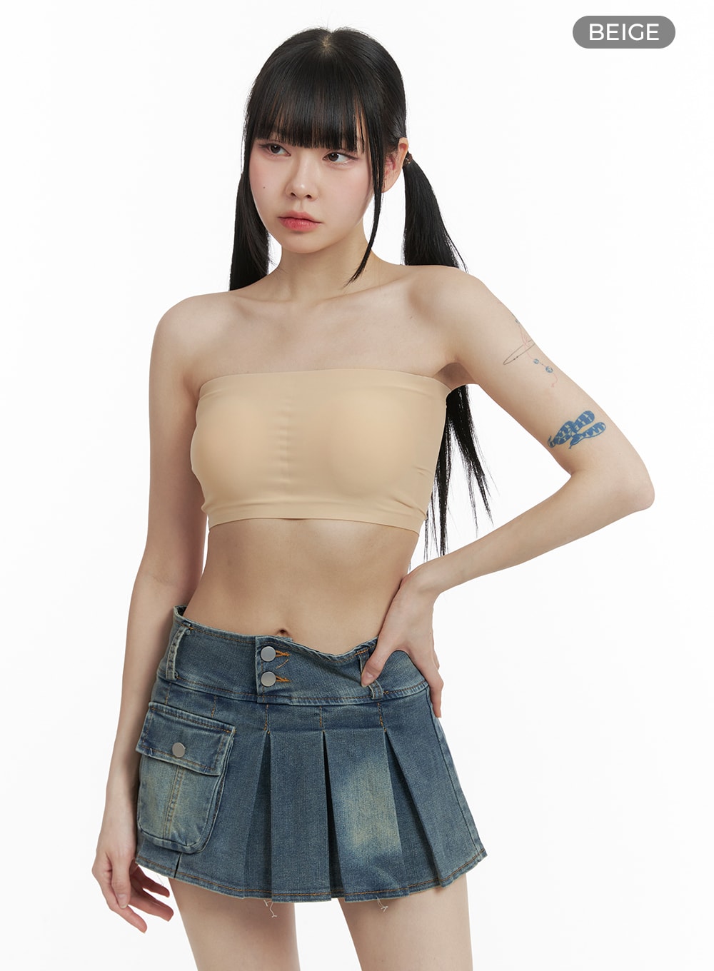 basic-tube-crop-top-om426 / Beige