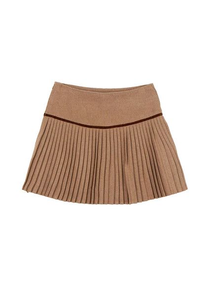 pleated-check-print-mini-skirt-on429 / Beige