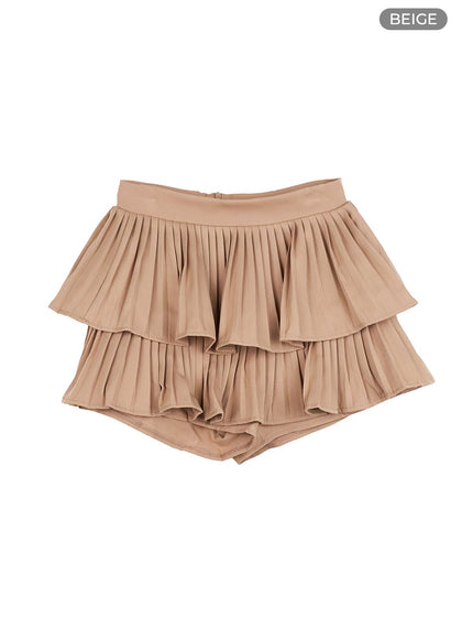 pleated-bliss-mini-skirt-pants-oo401 / Beige