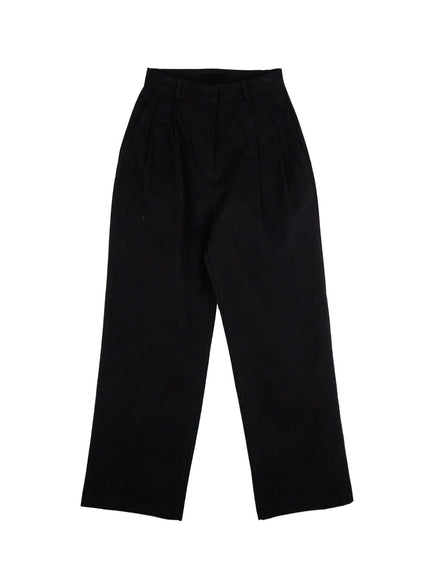 cotton-wide-leg-trousers-on408 / Black