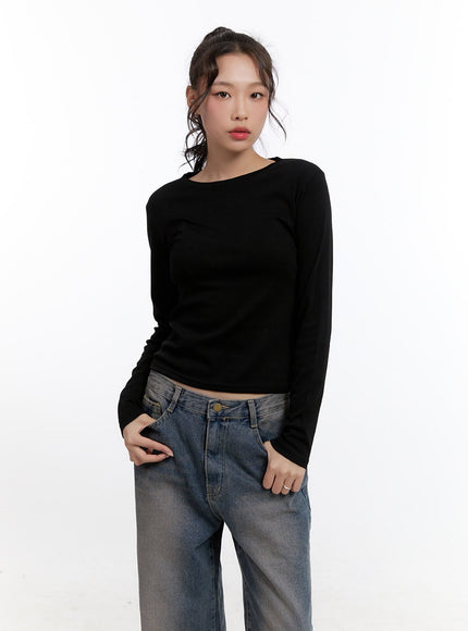 basic-round-neck-long-sleeve-cn420 / Black