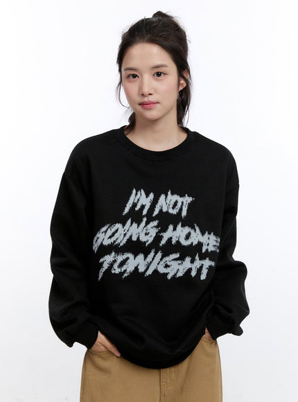 oversized-crew-neck-sweatshirt-on418 / Black