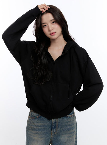 solid-basic-hoodie-on418 / Black