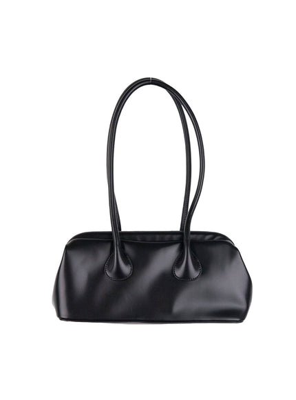 faux-leather-solid-shoulder-bag-cn420 / Black