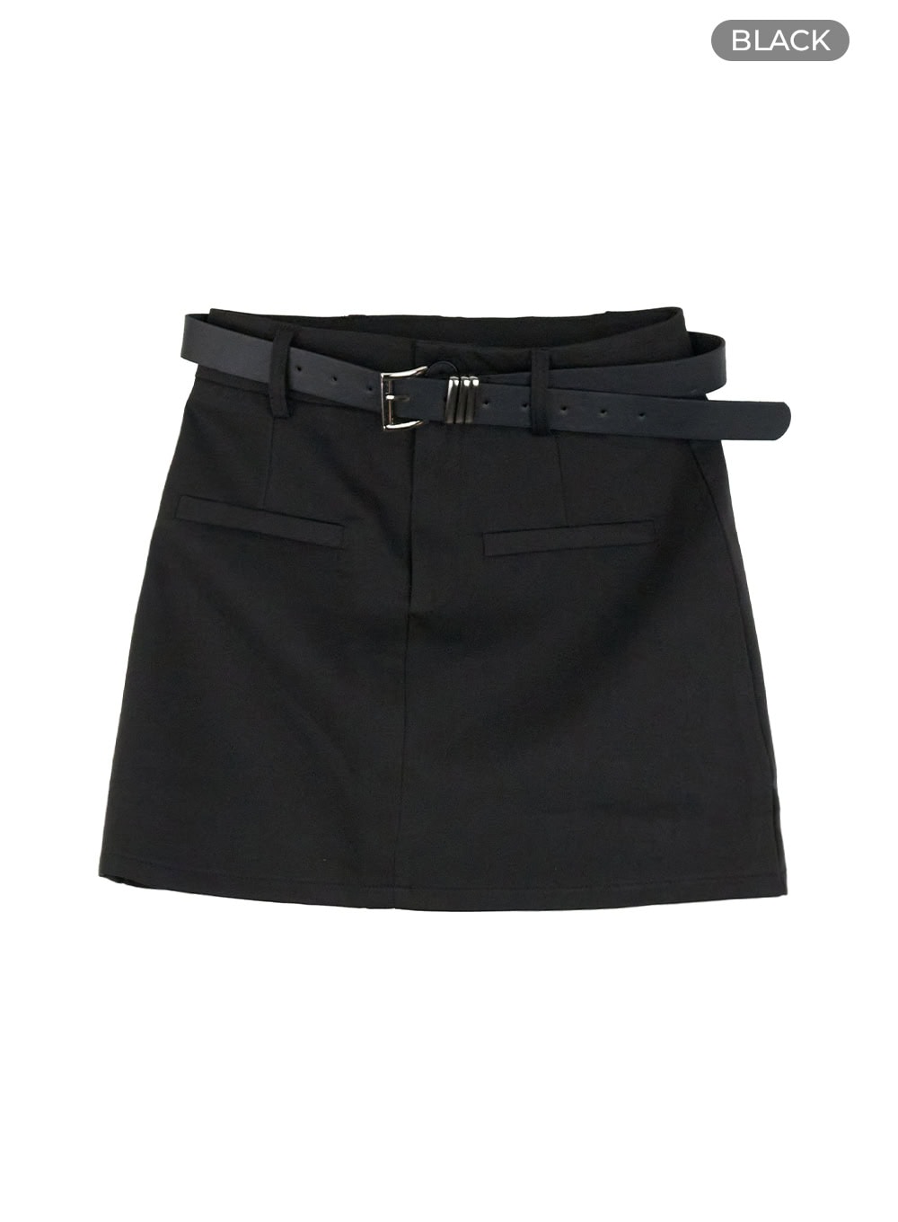 belted-mini-skirt-ou428 / Black