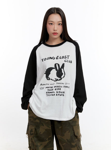 loose-fit-cotton-raglan-long-sleeve-top-cn420 / Black