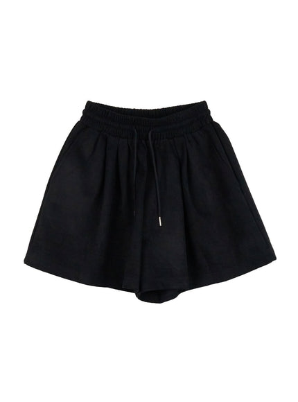 corduroy-high-waisted-shorts-on408 / Black