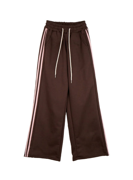 loungeease-wide-leg-sweatpants-on429 / Brown