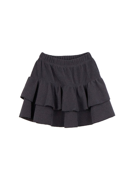 ruffle-soft-touch-mini-skirt-cd404 / Gray