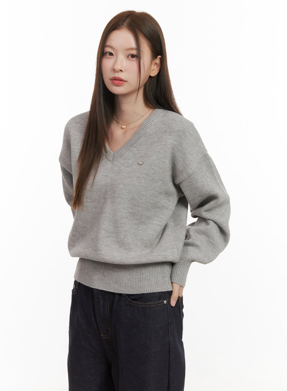 cozy-v-neck-sweater-od417 / Gray